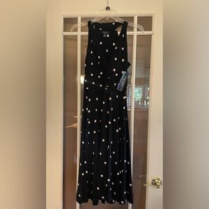 Chaps Black & White Polka Dot Dress